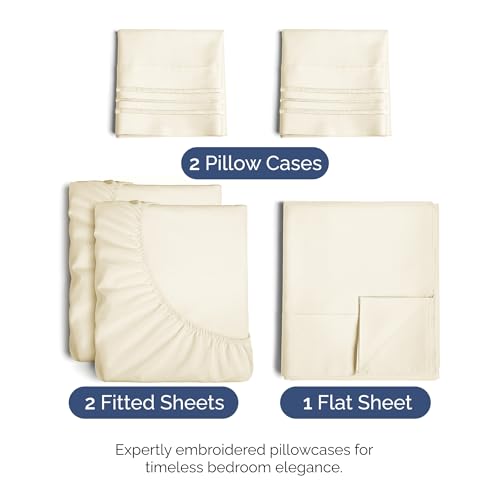Split King Size 5 Piece Sheet Set (10 - Off White / Split King Size)