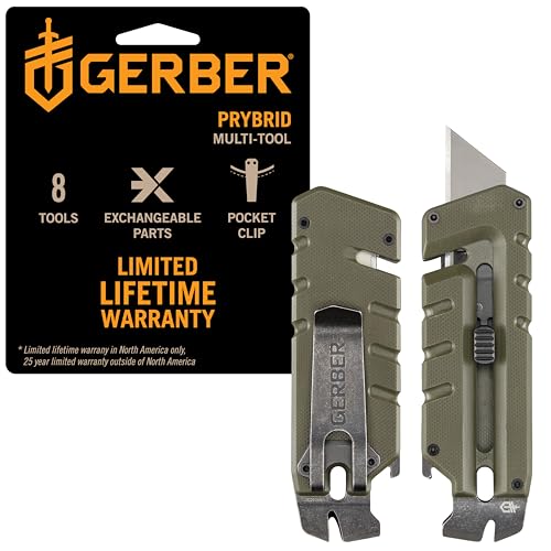 Prybrid EDC Pocket Knife Multitool 8 (Green G10 with Clip)