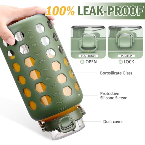 84 oz Glass Water Bottle (Olive / 84 Ounces)