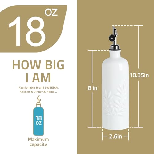 Sweejar 18 Oz Oil Dispenser for Kitchen with Gravity Spout (Beige / 18 Oz(Silver Spout))