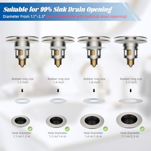 2 Pack All Metal Upgraded Bathroom Sink Stopper (Brushed Nickel)