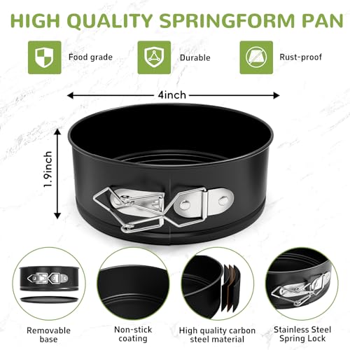 4 Pack Mini Springform Pan Set for Mini Cheesecake Pizza (4 Inch - 4 Pack)