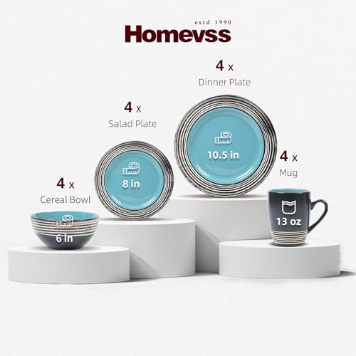 16 Piece Dinnerware Set (Tiffany Blue / Service for 4 - 16pc Set)