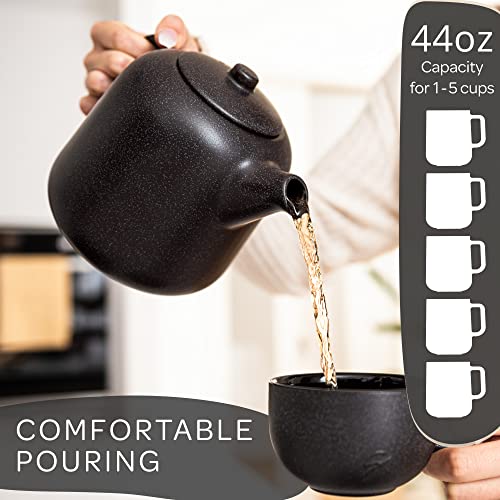 Design Tea Pot with Warmer (44 oz with warmer / Black)