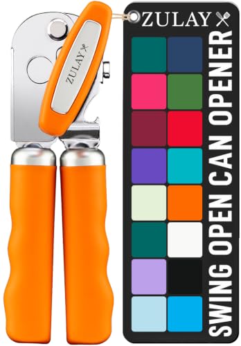 Stainless Steel Swing Open Manual Can Opener Comfortable Grip (Orange / Swing Open)