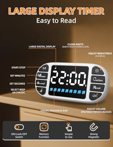 Magnetic Digital Kitchen Timer for Classroom Countdown