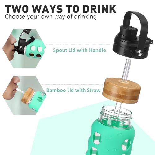 Glass Water Bottle (Green / 24 Ounces)