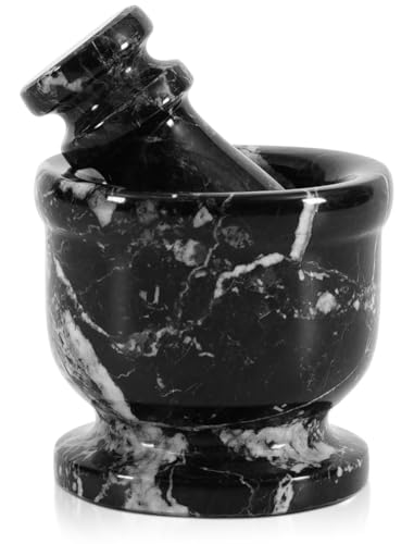 Marble Mortar and Pestle Set 2.5" Small Spice & Herb Grinder (Black Zebra / 2.5" Inches)