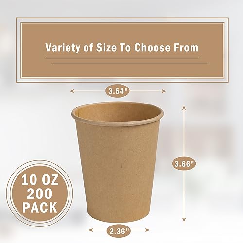 200 Pack 10 oz Kraft Paper Cups (Kraft-10oz-200pack)