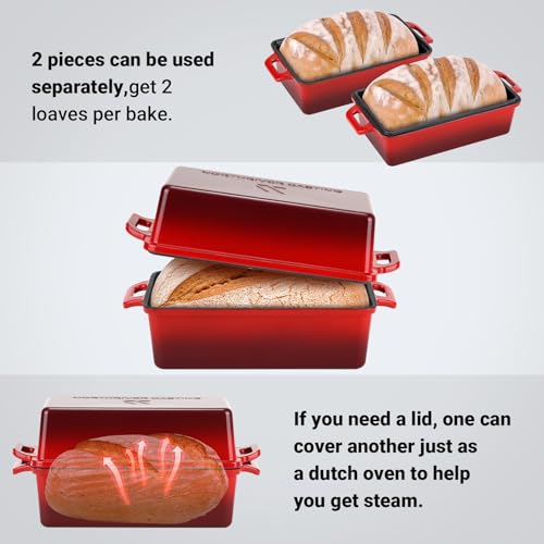 9x5 Inch Enameled Cast Iron Loaf Pan with Lid