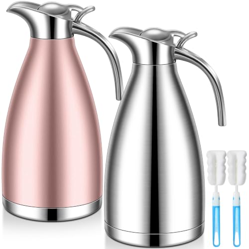 2 Pcs 68oz Thermal Coffee Carafe (Rose Gold, Sliver)