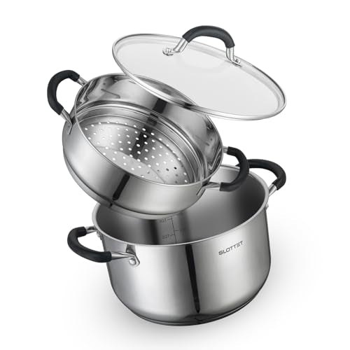 6 Quart Stainless Steel Stock Pot with Steamer (6.3 Quarts)