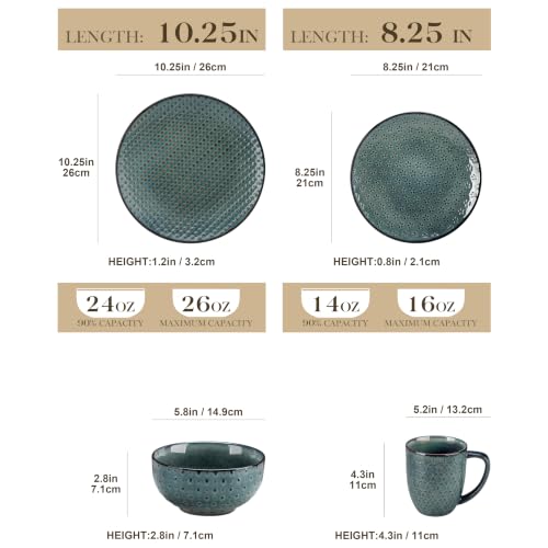 16 Pieces Dinnerware Sets (Green / Service for 4 (16 Pcs))