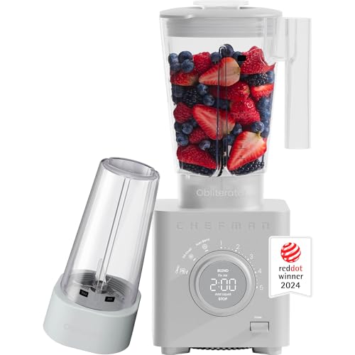 Obliterator 48 oz Countertop Blender for Smoothies (CONCRETE / Power Blender + 1 Travel Jar)