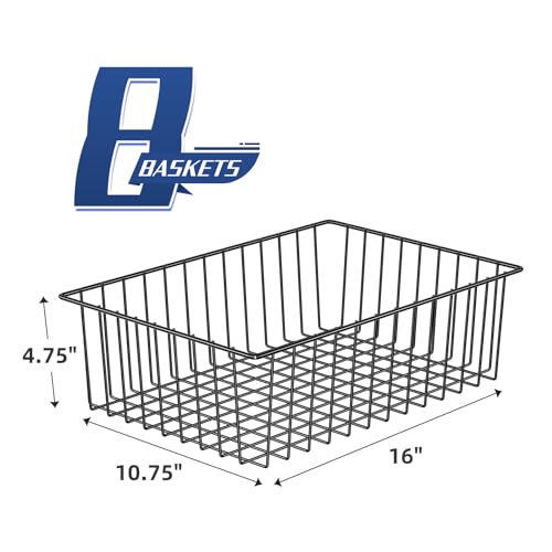 8 Pack Large Metal Wire Baskets for Storage