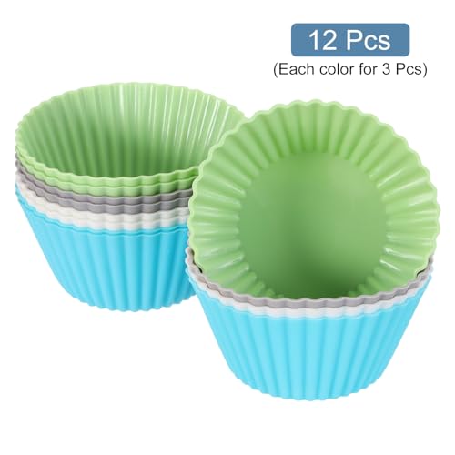 12Pcs Silicone Cupcake Liners (4 Colors / 2.8")