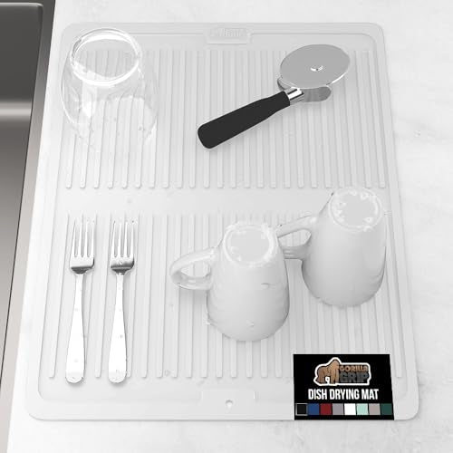 Patented BPA Free Silicone Dish Drying Mat (18" x 16" / Silicone / White)