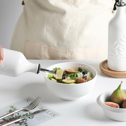 Sweejar Ceramic Olive Oil Dispenser Bottle (White White / 20 oz, Set of 2)