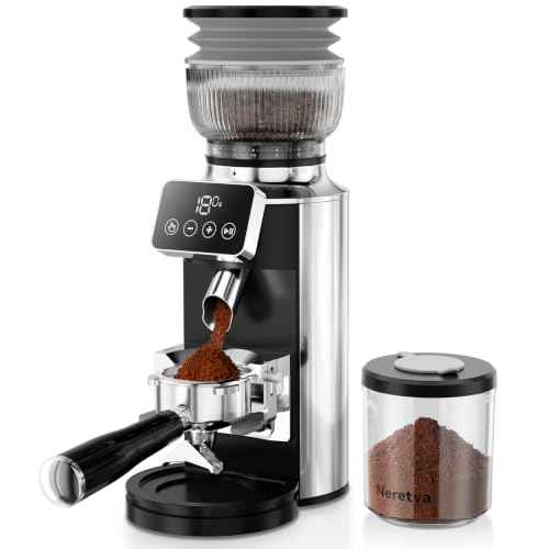 Stainless Steel Espresso Grinder with Portafilter Holder (Silver)