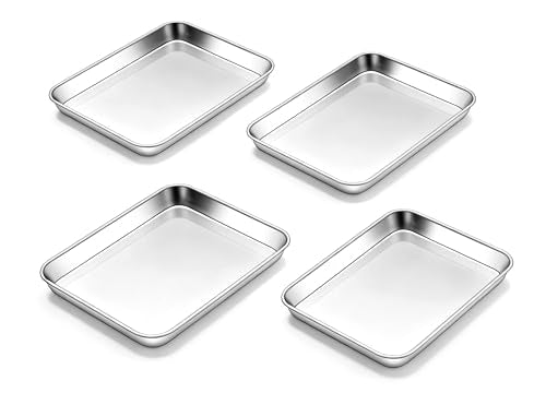 4 Pack 9x7 Inches Mini Stainless Steel Baking Sheet Set (9x7x1)