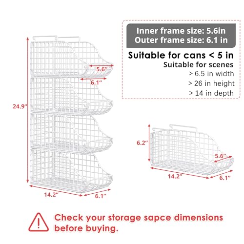 4 Pack Stackable Can Rack Organizer for Kitchen Pantry (4 Count)