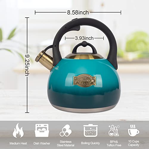 Tea Kettle Stovetop Whistling Kettle Teapot (Blue)
