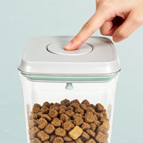 Airtight Small Cat Dog Pet Food Storage Containers BPA Free (Gray green / 2L-1pack)