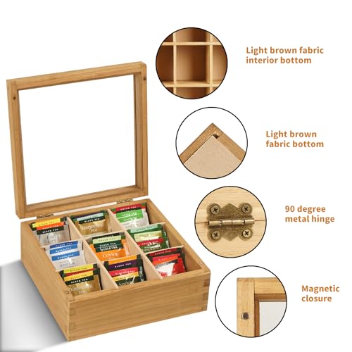 Wood Tea Bag Organizer (Carbonized / 9 Compartments)