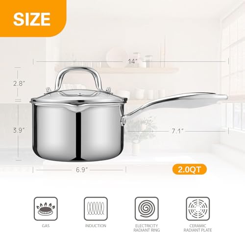 Stainless Steel Saucepan with Glass Lid (4.0 QT)