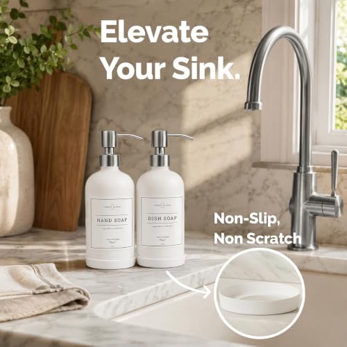 White Glass Soap Dispenser (Matte White Bottle / Silver Pump)