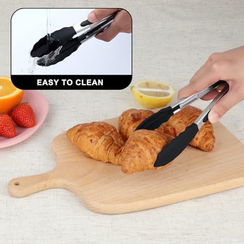 Small Silicone Kitchen Tongs 7 (Black)
