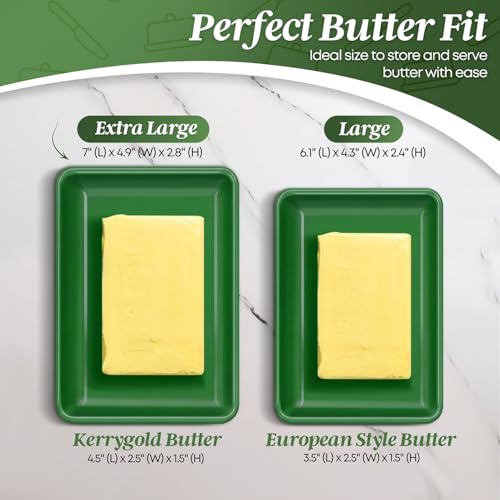 Extra Large Ceramic Butter Dish with Lid (Dark Green / Extra Large)