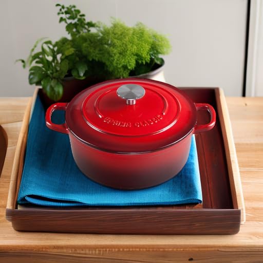 Enameled Cast Iron Dutch Oven (Red / 5.5QT)