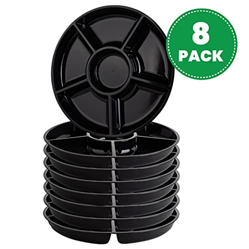 6 Sectional Round Plastic Serving Tray (Black)
