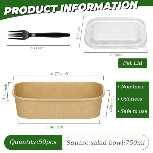 50 Pack 25oz Paper Bowls (50 Count)
