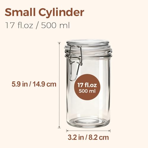 Small 16 oz Glass Jars with Airtight Lids 6 Pack Pickling Pantry (17 fl oz x 6)