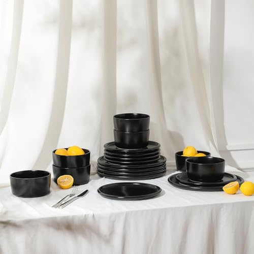 Eden 12 Piece Dinnerware Set Stoneware (Black / 12-Piece - Service for 4)