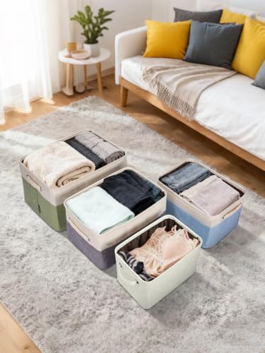 3 Pack Fabric Closet Storage Bins for Shelves (White for DIY / 3PCS/Small-12x8x8)