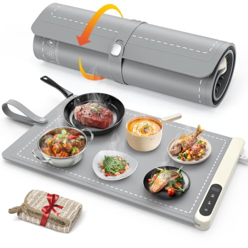 Warming Mat for Food 24"x15" (X Large Size: 24"x15" / Gray)