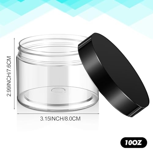 6 Pack 10 oz Plastic Jars Containers with Lids Wide