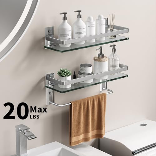 Bathroom Shelves Wall Mounted (Silver / Combo Set)
