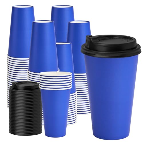16 oz Coffee Cups with Lids (Blue / 16 oz)