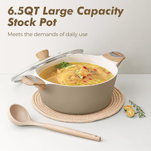 Ceramic Pots and Pans Set Nonstick (Ceramic Taupe)