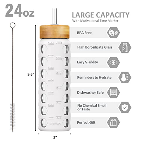 24oz Glass Water Bottle (White / 24 Ounces)