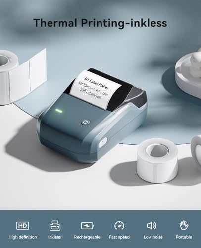 B1 Label Maker Machine with 3 Tapes (Blue / Printer+3Tapes)