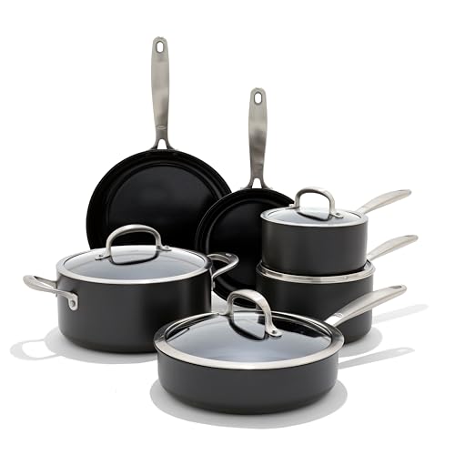Enhanced 10 Piece Cookware Pots & Pans Set (10 Piece Cookware Set / Black)