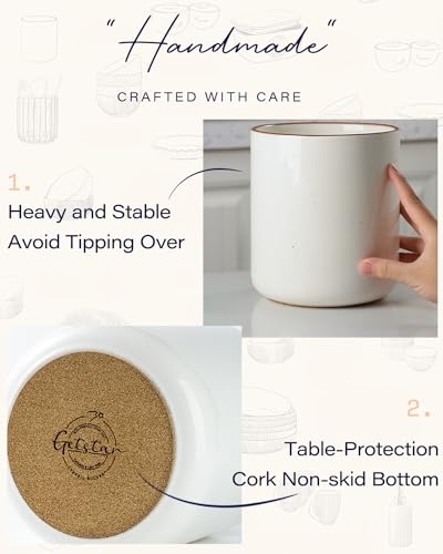 Large Utensil Holder for Kitchen Counter (White / 7.2" H)