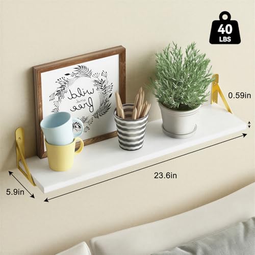 23.6in Floating Shelves for Wall Home Decor (White / 23.6 x 6.1 x 0.59 inches)
