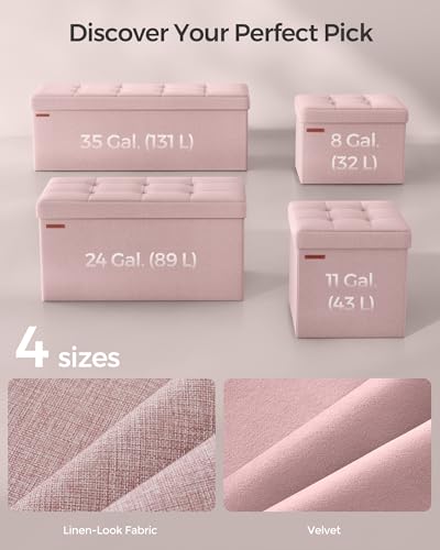 43.3 Inches Folding Storage Ottoman Bench (Jelly Pink / 15"D x 43"W x 15"H (without Flipping Lid))