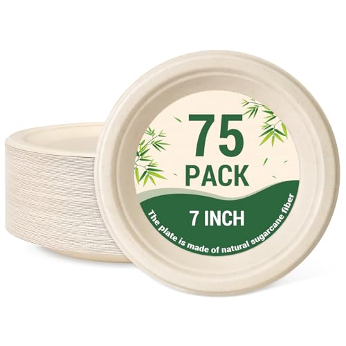 Small Compostable Paper Plates (Nature / 75 Count (7"))